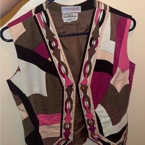 Emilio Pucci Pink and Brown Patterned Vest